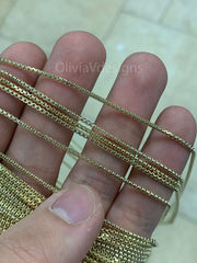 10K Yellow Gold Hollow Round Box Necklace Chain 1.50mm 26'' 30'' - Round Polished Box Chain, Venetian Chain, Genuine 10k Gold