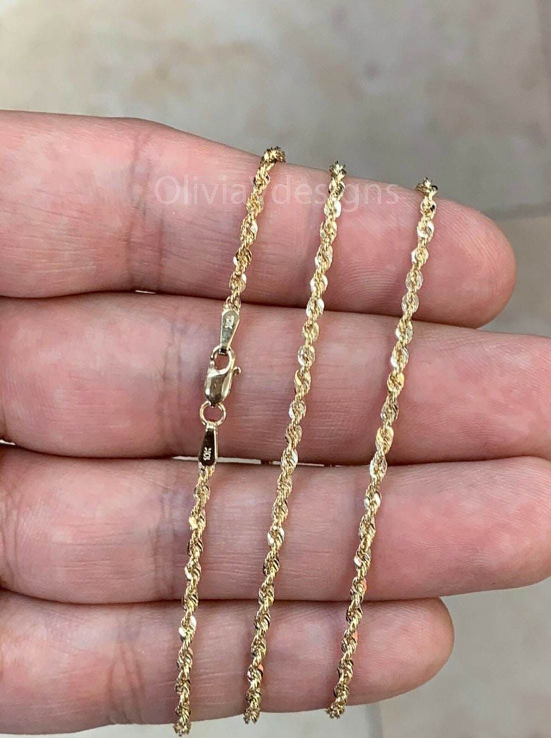 10k Gold Sparkle Rope Chain, 1.20mm Light Weight Necklace ,Everyday Chain, Twist Rope Chain, Gift, Best Selling Sale, New 22''