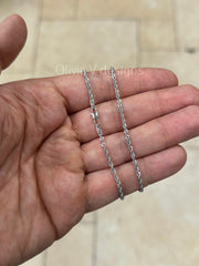 10k White Gold Sparkle Rope Chain, 2mm Necklace ,Everyday Wear Chain, 16" , Gift, Anniversary For Men Woman