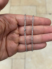 10k White Gold Sparkle Rope Chain, 2mm Necklace ,Everyday Wear Chain, 16" , Gift, Anniversary For Men Woman