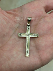 10k Yellow Gold Cross Pendant, Jesus, Crucifix, Christ - Genuine 10k Yellow Gold - Religious Pendant Gift