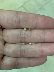 SOLID 14K Gold Ball Earrings 3MM Ball Earring Studs, Gold Push Back Studs Woman, Kids Genuine Gold Ball, Gift