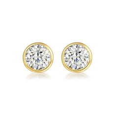 14K Gold Bezel Stud Earrings, Bezel Set Earrings Studs, 14k Yellow Gold Earrings, Yellow Gold Bezel Studs, 3MM 4MM 5MM 6MM