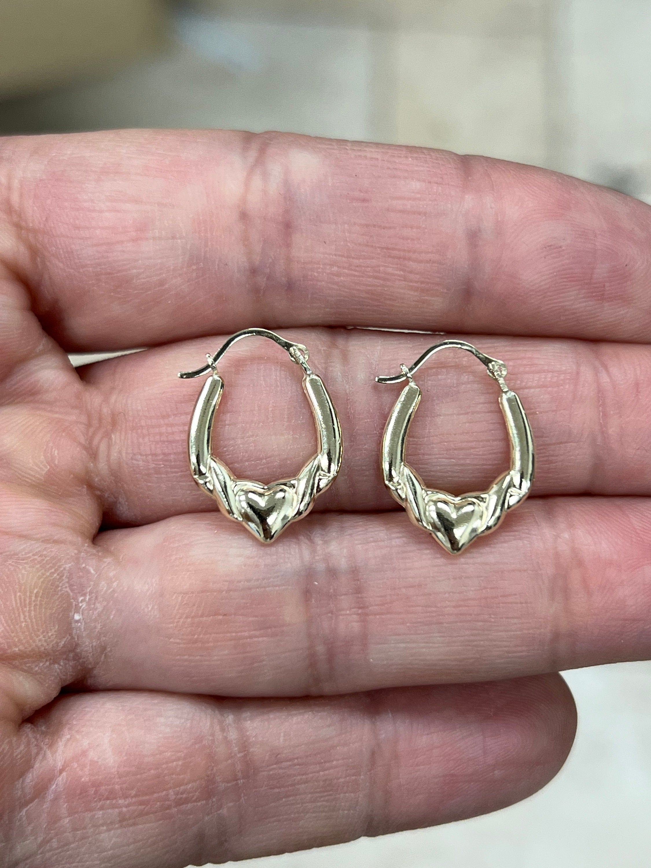 14K Gold Claddagh Hoops, Dainty Irish Hoop Earrings, Mini Claddagh Earrings, Celtic Friendship Jewelry, Heart Hoops