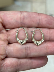 14K Gold Claddagh Hoops, Dainty Irish Hoop Earrings, Mini Claddagh Earrings, Celtic Friendship Jewelry, Heart Hoops