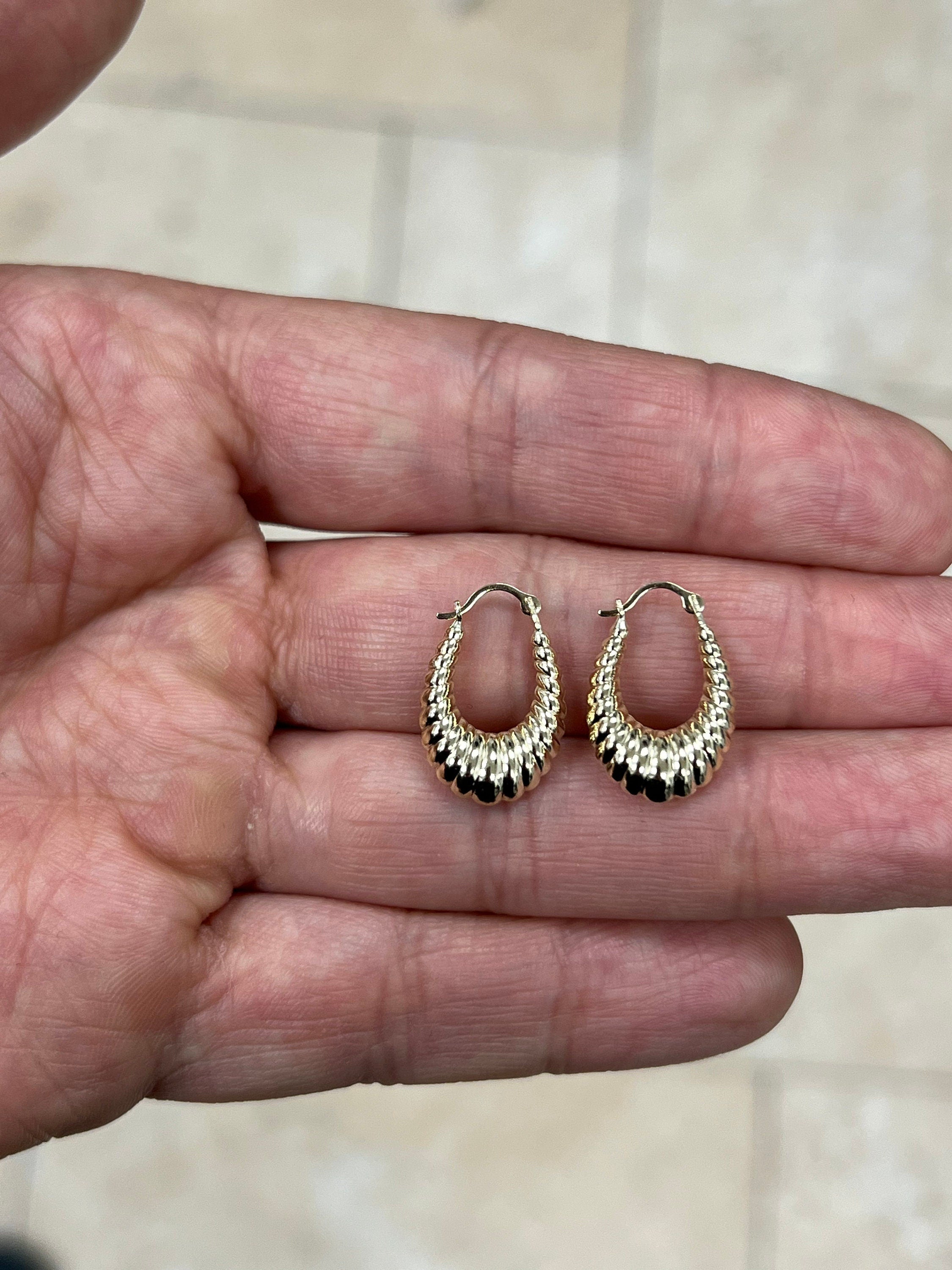 14K Gold Croissant Hoops, Dainty Hoop Earrings, Dome Earrings, Celtic Friendship Jewelry, Croissant Hoops, Dome Hoops, Twisted Hoop