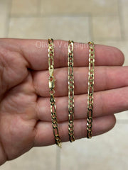 14K Gold Figaro Chain, Men Woman Necklace , Over 925 Sterling Silver, 3.7mm, All Sizes Available 16-30, Italy, Sale