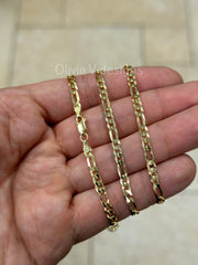 14K Gold Figaro Chain, Men Woman Necklace , Over 925 Sterling Silver, 3.7mm, All Sizes Available 16-30, Italy, Sale