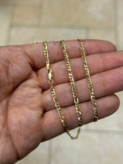 14K Gold Figaro Chain, Men Woman Necklace , Over 925 Sterling Silver, 3mm, All Sizes Available 16-30, Italy, Sale