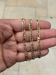 14K Gold Figaro Chain, Men Woman Necklace , Over 925 Sterling Silver, 4.4mm, All Sizes Available 16-30, Italy, Sale
