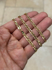 14K Gold Figaro Chain, Men Woman Necklace , Over 925 Sterling Silver, 4.4mm, All Sizes Available 16-30, Italy, Sale