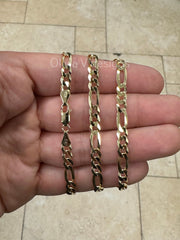 14K Gold Figaro Chain, Men Woman Necklace , Over 925 Sterling Silver, 5.4mm, All Sizes Available 16-30, Italy, Sale