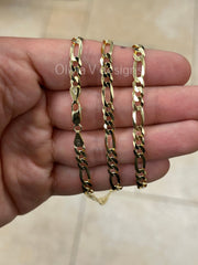 14K Gold Figaro Chain, Men Woman Necklace , Over 925 Sterling Silver, 5.4mm, All Sizes Available 16-30, Italy, Sale
