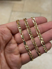 14K Gold Figaro Chain, Men Woman Necklace , Over 925 Sterling Silver, 5.4mm, All Sizes Available 16-30, Italy, Sale