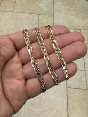 14K Gold Figaro Chain, Men Woman Necklace , Over 925 Sterling Silver, 5.4mm, All Sizes Available 16-30, Italy, Sale