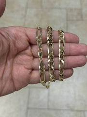 14K Gold Figaro Chain, Men Woman Necklace , Over 925 Sterling Silver, 7.3mm, All Sizes Available 16-30, Italy, Sale