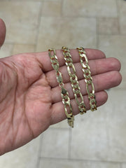 14K Gold Figaro Chain, Men Woman Necklace , Over 925 Sterling Silver, 7.3mm, All Sizes Available 16-30, Italy, Sale