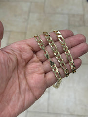 14K Gold Figaro Chain, Men Woman Necklace , Over 925 Sterling Silver, 7.3mm, All Sizes Available 16-30, Italy, Sale