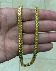 14K Gold Vermeil 5mm Franco Foxtail Chain, Italy 925 Sterling Silver Jewelry, Foxtail Necklace for Him, 14K Gold Chain for Women