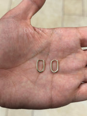 14K REAL Solid Yellow Gold Oval Paperclip Earring, Genuine 14k Yellow Gold Paperclip Hoop, Everyday Earrings, Minimalist Earrings