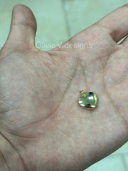 14K Real Gold Pendant 14mm Puffy Heart Charm, 14K Real Gold Puffy Heart Pendant, 3D Gold Heart Charm, 14K Gold Heart