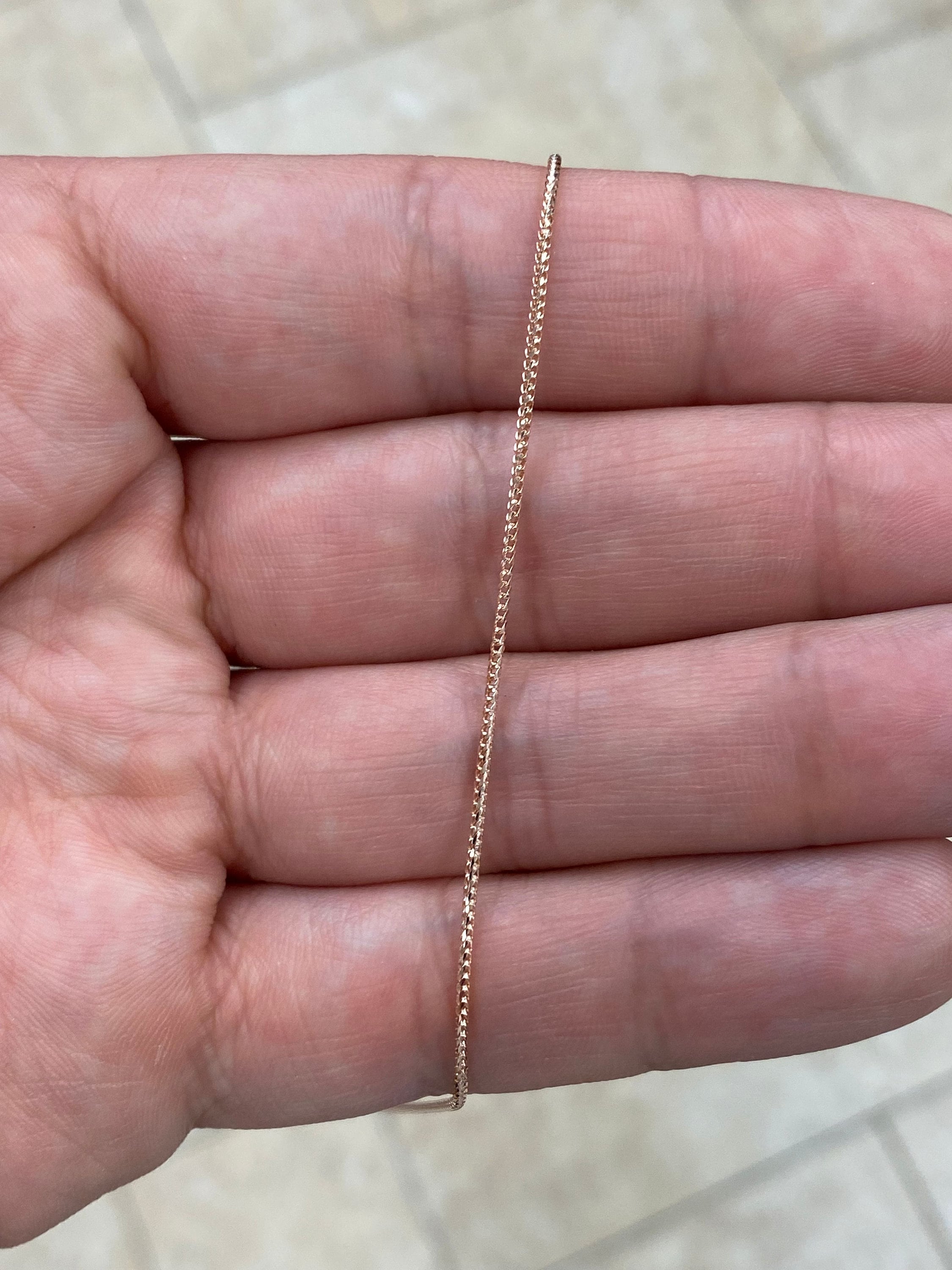 14K Rose Gold 1mm Franco Foxtail Wheat Chain Necklace 16'' 18'' 20'' 14k Rose Gold, Anniversary, Gift