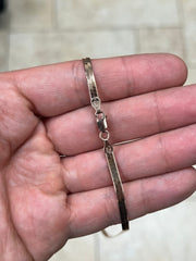 14K Rose Gold 3.5mm Herringbone Chain, 925 Sterling Silver Necklace 16'' 18'' Italy Made, Plux, Gift for Her