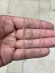 14K Rose Gold 925 Sterling Silver Italian Ball Bead Chain 1mm Necklace, Made in Italy Chains For Men,Necklace for Charms, Dog Tag Necklace
