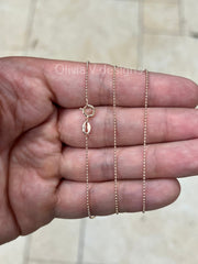 14K Rose Gold 925 Sterling Silver Italian Ball Bead Chain 1mm Necklace, Made in Italy Chains For Men,Necklace for Charms, Dog Tag Necklace