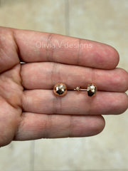 14K Rose Gold 9mm Half Ball Faceted Earrings, Half Moon Earrings, 14k Rose Gold, Gift, Anniversary