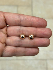 14K Rose Gold 9mm Half Ball Faceted Earrings, Half Moon Earrings, 14k Rose Gold, Gift, Anniversary