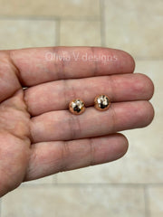 14K Rose Gold 9mm Half Ball Faceted Earrings, Half Moon Earrings, 14k Rose Gold, Gift, Anniversary