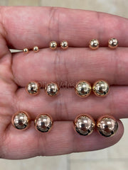 14K Rose Gold Over 925 Sterling Silver Ball Stud Earrings (1 pair)...3mm, 4mm, 5mm, 6mm, 7mm,8mm,9mm, 10mm Ball Studs, Simple Earrings
