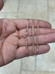 14K Rose Gold Over 925 Sterling Silver Box  Adjustable 1.3mm Chain, Silver, Sterling Silver Chain, 925 Sterling Silver, Finished Necklace