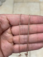 14K Rose Gold Over 925 Sterling Silver Box  Adjustable 1mm 1.3mm Chain, Silver, Sterling Silver Chain, 925 Sterling Silver
