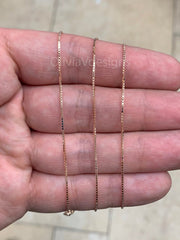 14K Rose Gold Over 925 Sterling Silver Box  Adjustable 1mm Chain, Silver, Sterling Silver Chain, 925 Sterling Silver, Finished Necklace