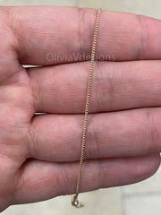 14K Rose Gold Over 925 Sterling Silver Curb Cuban Adjustable 1mm Chain, Rose Gold, 925 Sterling Silver