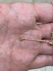 Adjustable 14K Rose Gold Over 925 Sterling Silver Sparkle Glitter Margarita Twisted Rock Chain 2.00mm Necklace, Diamond Cut