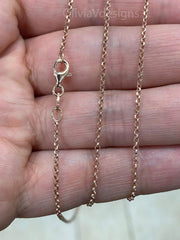 14K Rose Gold Over Sterling Silver Rolo Chain, Sterling Belcher Chain, 925 Silver Rolo Chain Necklace 1.5mm, Made In Italy - 925 Sterling