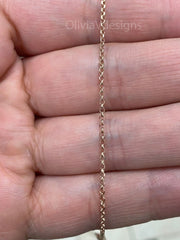 14K Rose Gold Over Sterling Silver Rolo Chain, Sterling Belcher Chain, 925 Silver Rolo Chain Necklace 1.5mm, Made In Italy - 925 Sterling