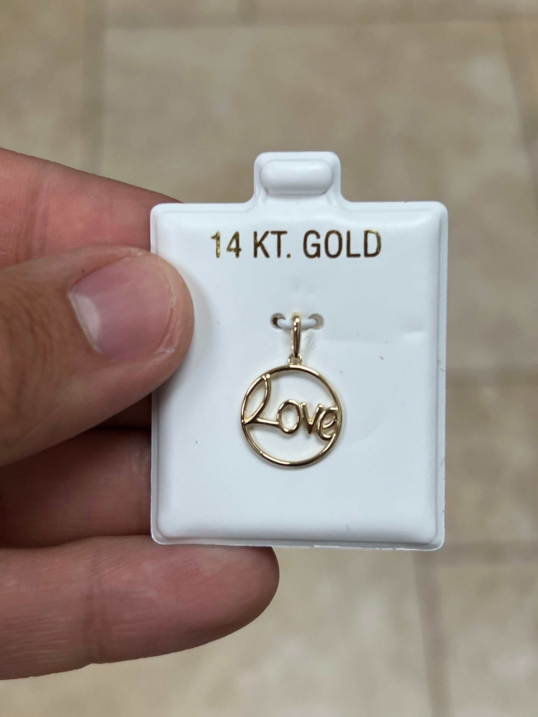 14K Solid Gold Love Pendant, 14K Solid Gold, Hope Inspiration Pendant, Gift, Genuine 14k Yellow Gold