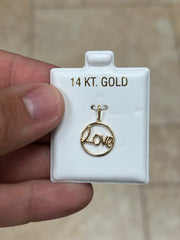 14K Solid Gold Love Pendant, 14K Solid Gold, Hope Inspiration Pendant, Gift, Genuine 14k Yellow Gold