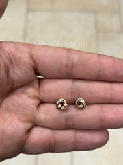 14K Solid Gold Tri-Color Love Knot 8mm Textured Earring, Love Knot Rosetta Design, Gift, Genuine 14k Yellow Gold