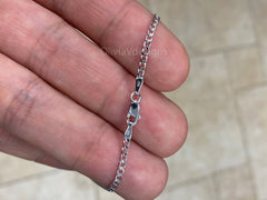 14K Solid White Gold Cuban 2.00MM Link Chain Necklace 16" 18" 20" 22" 24" 26" 28" 30" ,Layering Chain , Everyday Minimal Chain, 14K Gold
