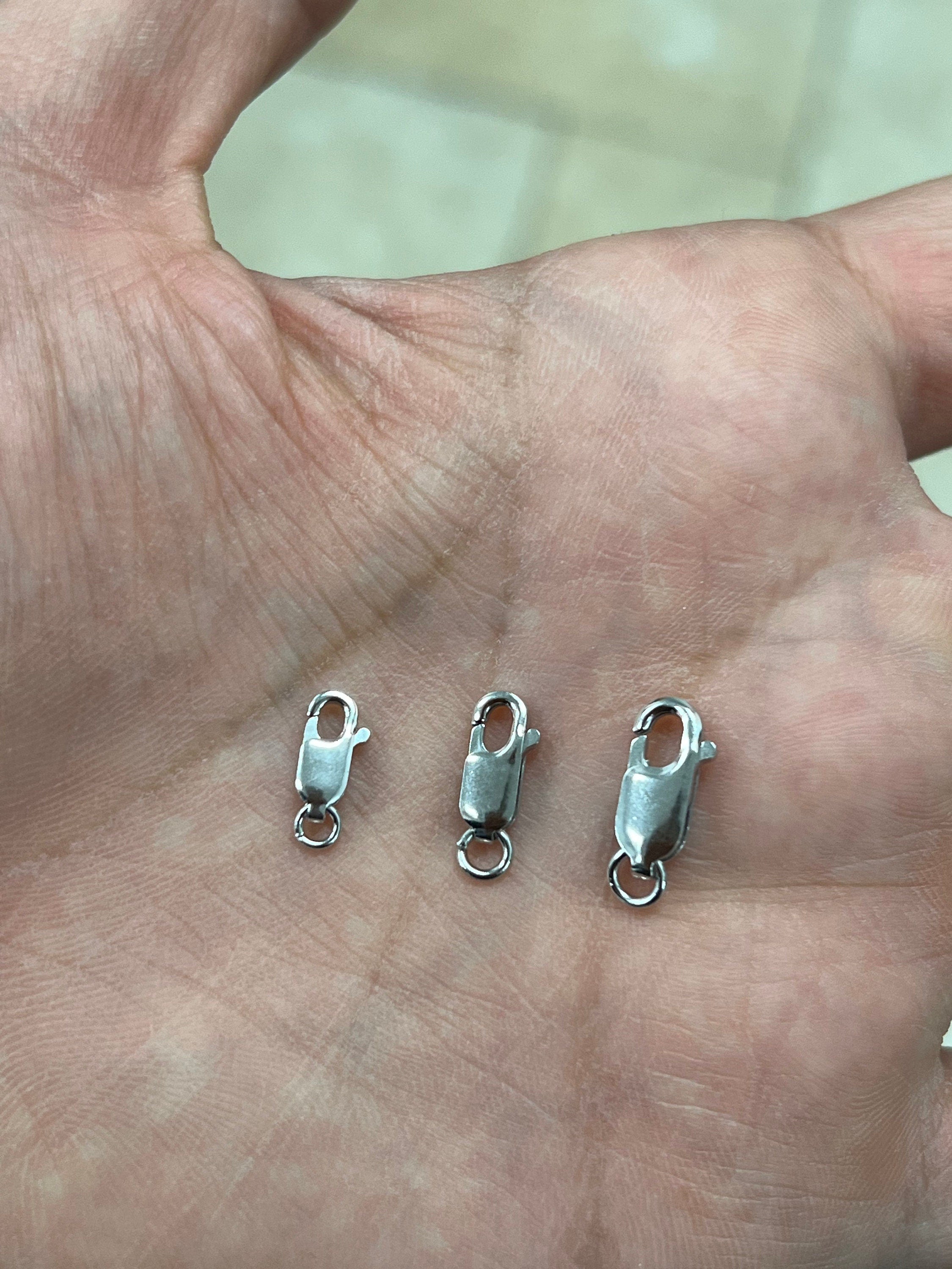 14K Solid White Gold Lobster Claw Clasp Lock Finding - Bracelet Chain Necklace - Genuine 14K - Solid Gold - Many Sizes