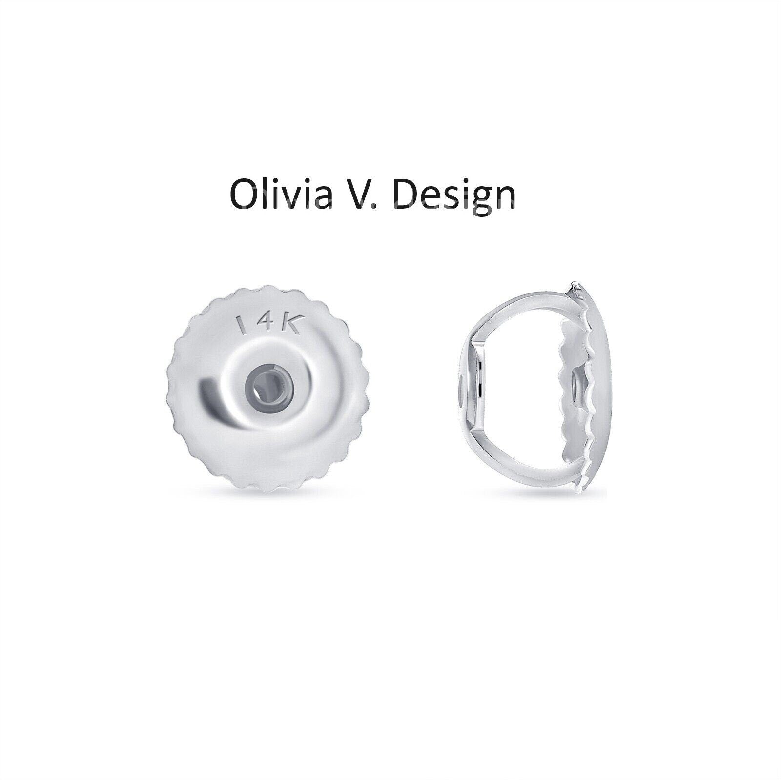 14K Solid White Gold Replacement Single Screw Back for Stud Earrings, Large Size, Real 14k Gold