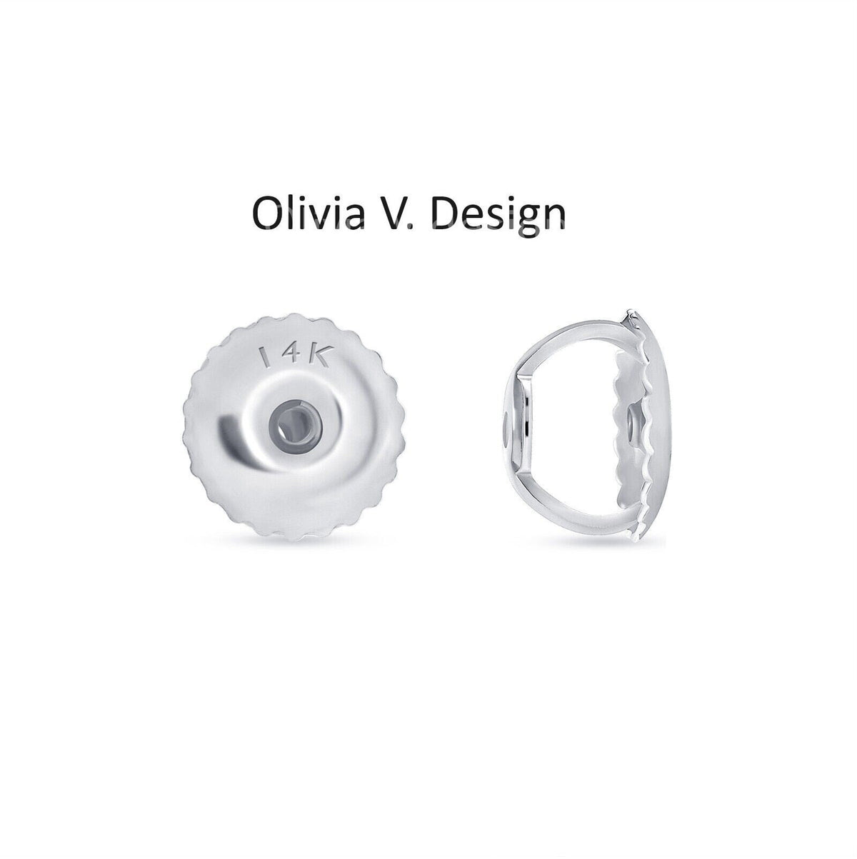 14K Solid White Gold Replacement Single Screw Back for Stud Earrings, Large Size, Real 14k Gold