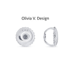 14K Solid White Gold Replacement Single Screw Back for Stud Earrings, Large Size, Real 14k Gold
