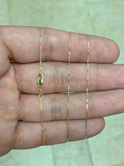 14K Solid Yellow Gold Box 0.5mm Necklace Chain With Lobster Clasp 16" 18" 20" 22" 24" 26'' 28'' 30''  Finished Necklace, Everyday Necklace