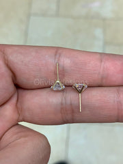 14K Solid Yellow Gold Brilliant Bright Round AAA CZ Stud Earrings Sizes 3MM 4MM 5MM 6MM 7MM 8MM Martini Setting - 14k Gold Backs